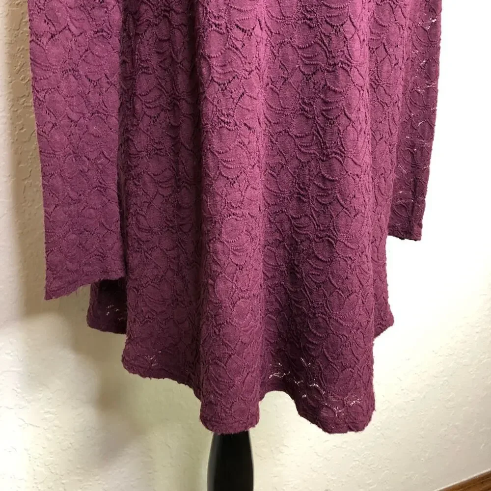 Show Me Your Mumu Tyler Tunic maroon wine purple lace overlay dress size Medium